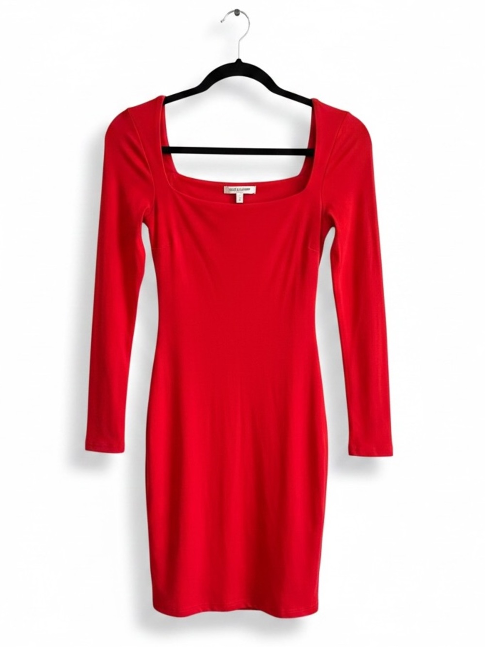 Ferrari Red Bodycon Mini Lightweight Square Neck Dress Size Small